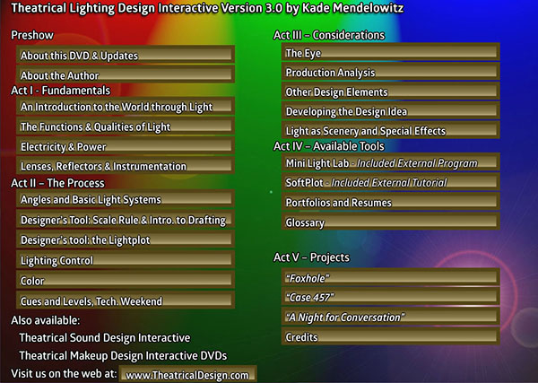 Screen capture of the TLDI main menu.
